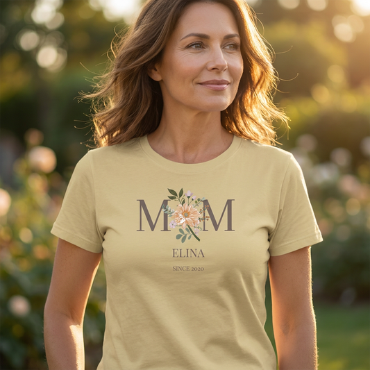 Personalisiertes MOM Shirt mit Blumen & Wunschname